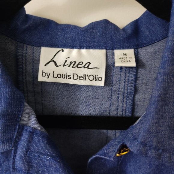 Linea by Louis Dell'Olio Navy Cotton Jacket Women's Size M Blue Gold Buttons - Picture 6 of 10